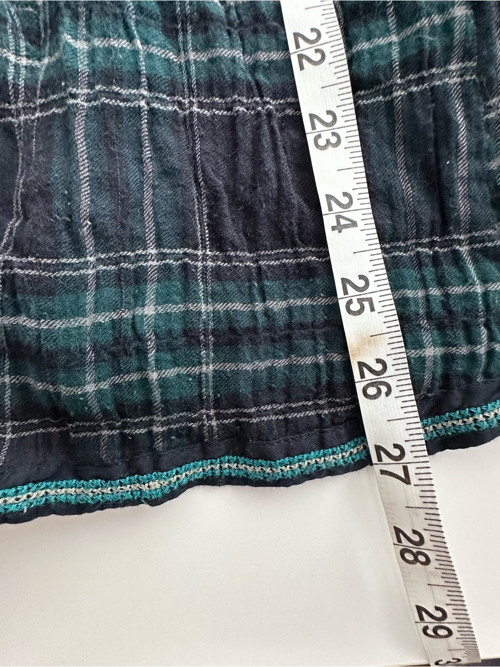 Y2K Zara Navy and Green Plaid Peasant Tunic with Braided Tie S - Picture 10 of 10
